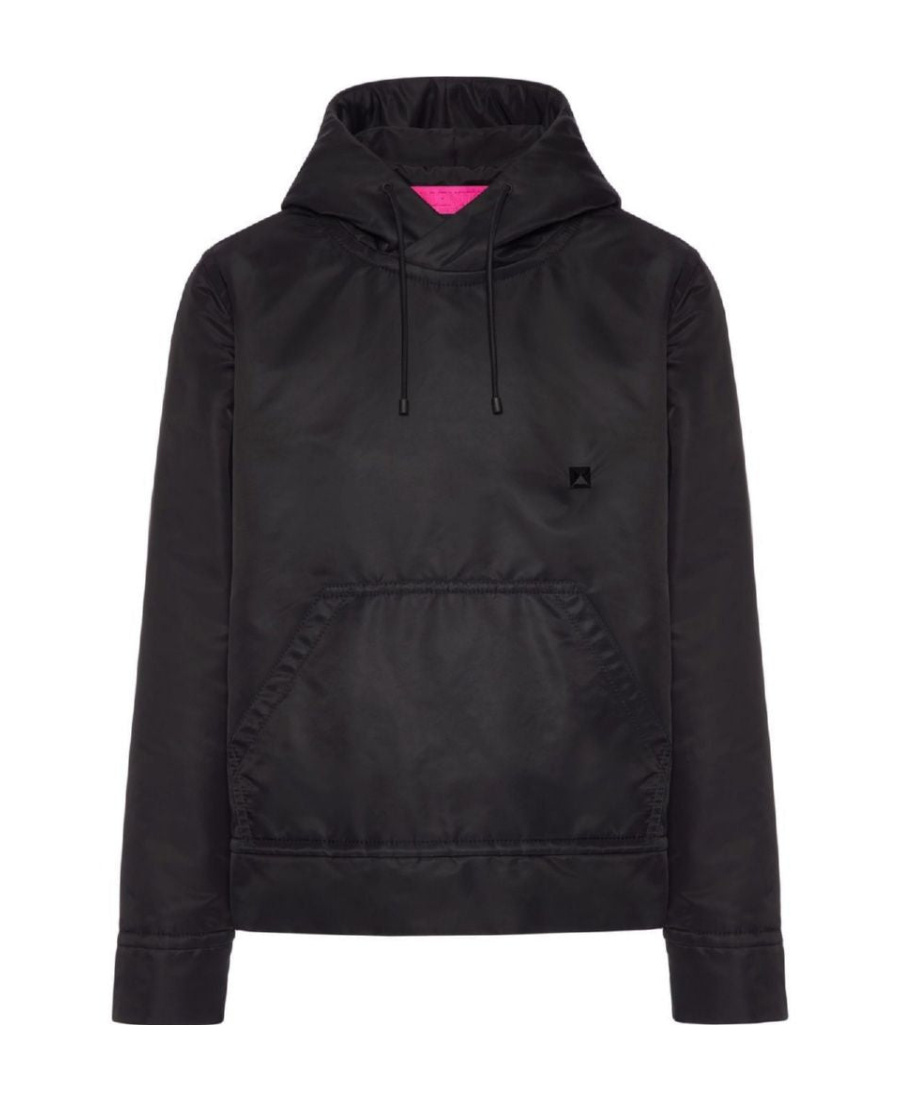 VALENTINO VALENTINO STUD DETAILED DRAWSTRING HOODIE