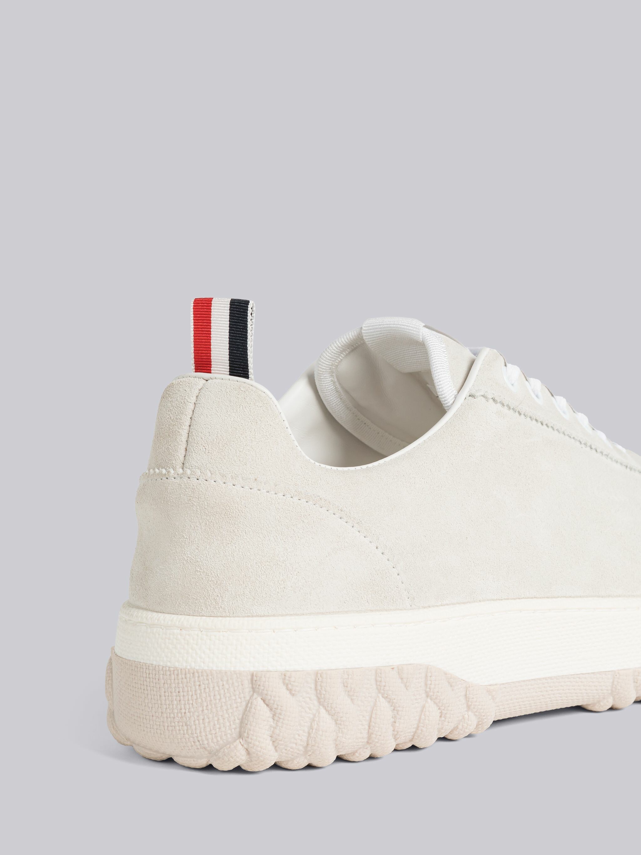 Thom Browne Grosgrain-loop Trim Lace-up Sneakers In White