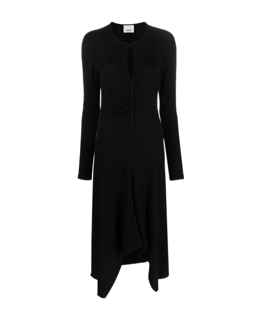 Shop Isabel Marant A Medium-length Dress With Keyhole Collar In Black