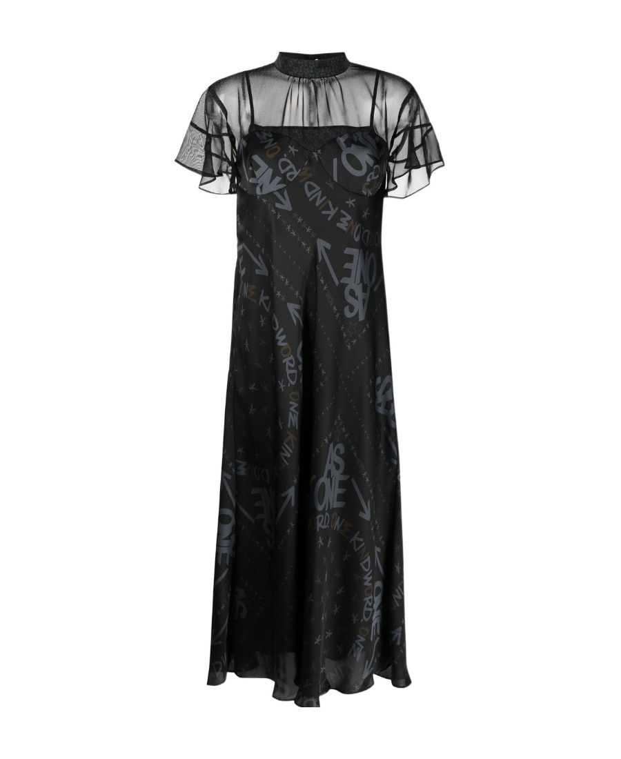 Sacai X Eric Haze Logo Print Dress In Black