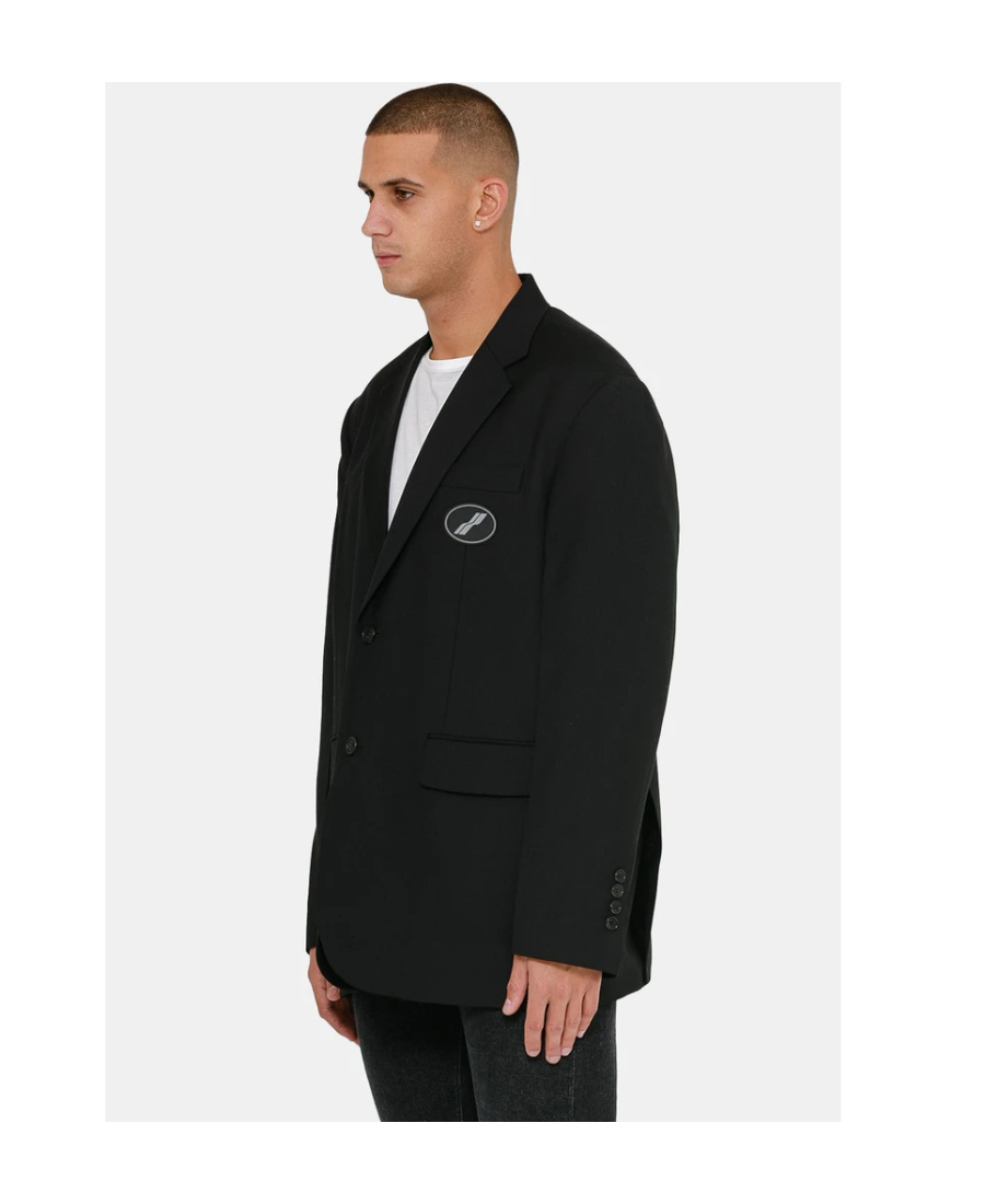 We11 Done Oversized Logo Blazer In Black