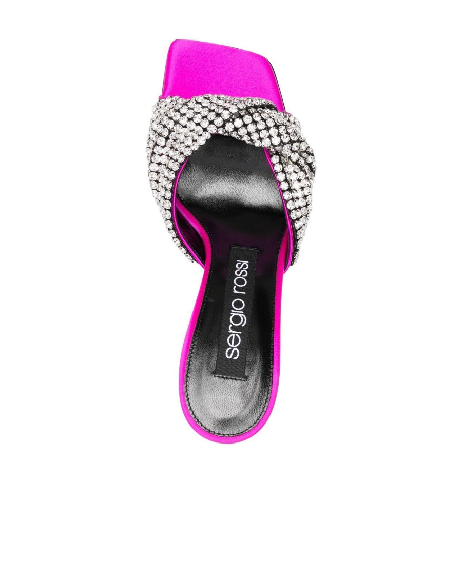 Sergio Rossi Sr Tyra 95 Crystal-embellished Satin Mules In Multicolor