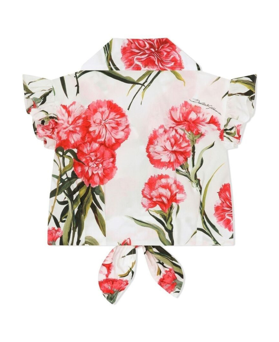 Dolce & Gabbana Floral-print Ruffled Blouse In White