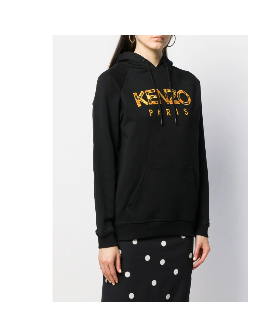 Kenzo Logo Embroidered Hooded Sweater In Black