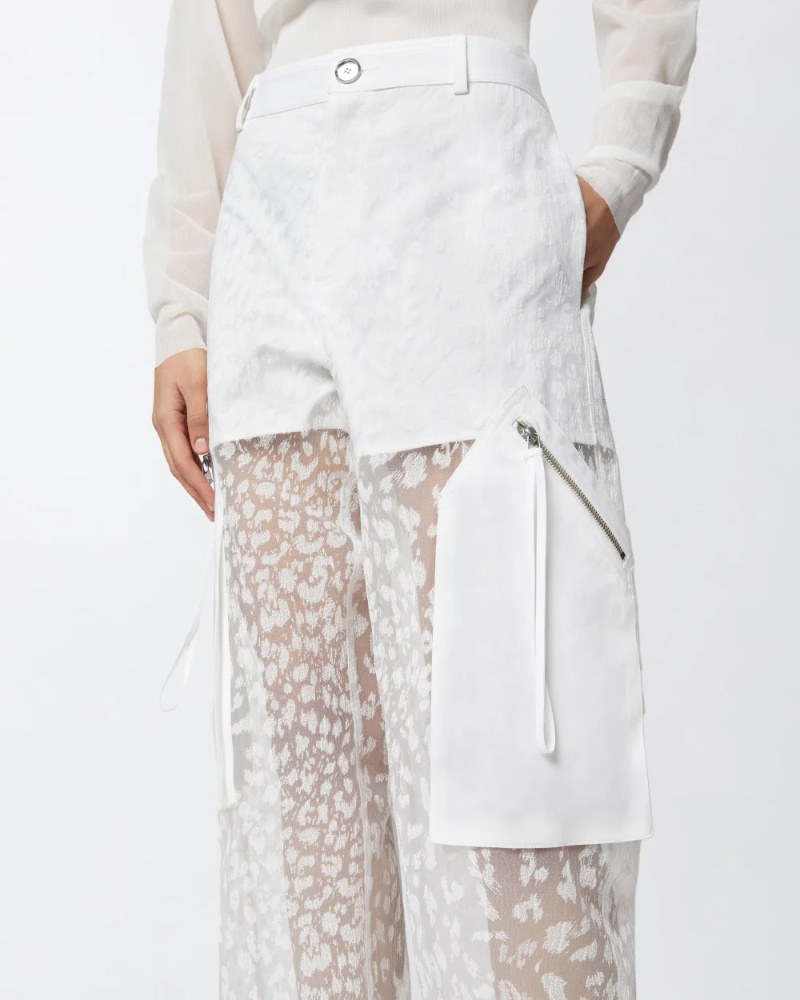 Pinko Printed Transparent Long Trousers In White