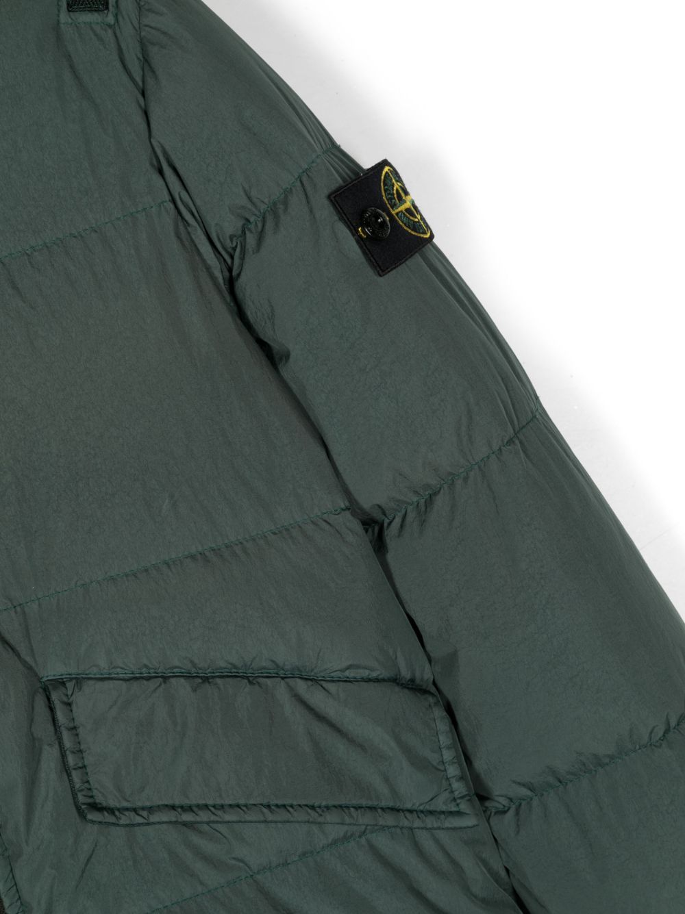 Stone Island Logo Down Jacket In Green
