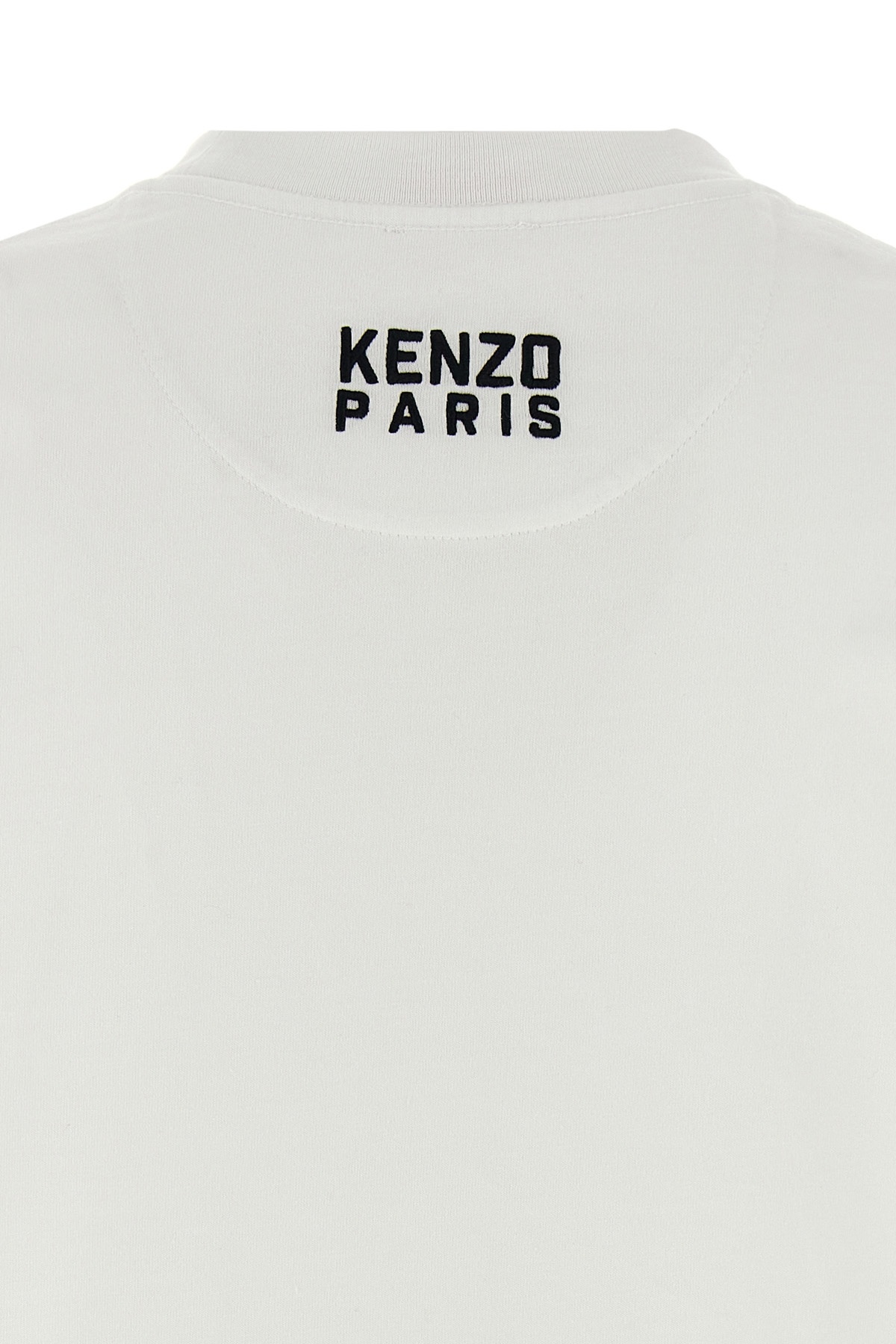 Kenzo White Crewneck T-shirt With Logo Patch On The Front In Cotton Man In Gray