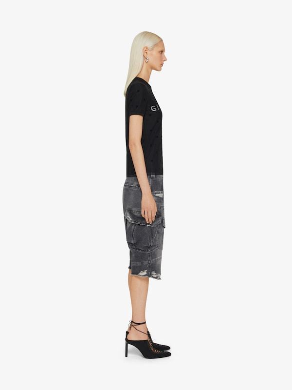 Givenchy Double Layered Fitted T-shirt In Cotton With 4g Tulle In Black