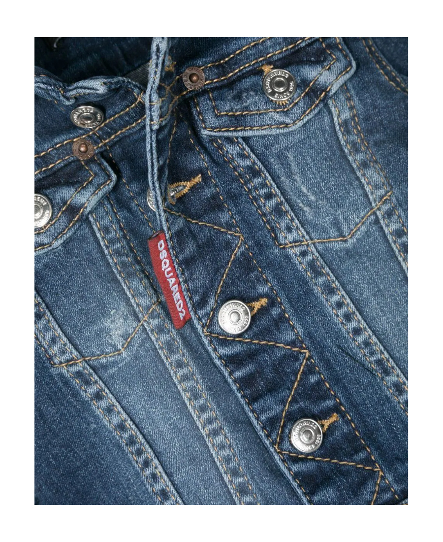 Dsquared2 Single-breasted Long-sleeved Denim Jacket In Blue