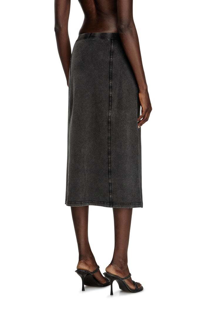 Diesel High Waist Midi Skirt With Contrast Stitching