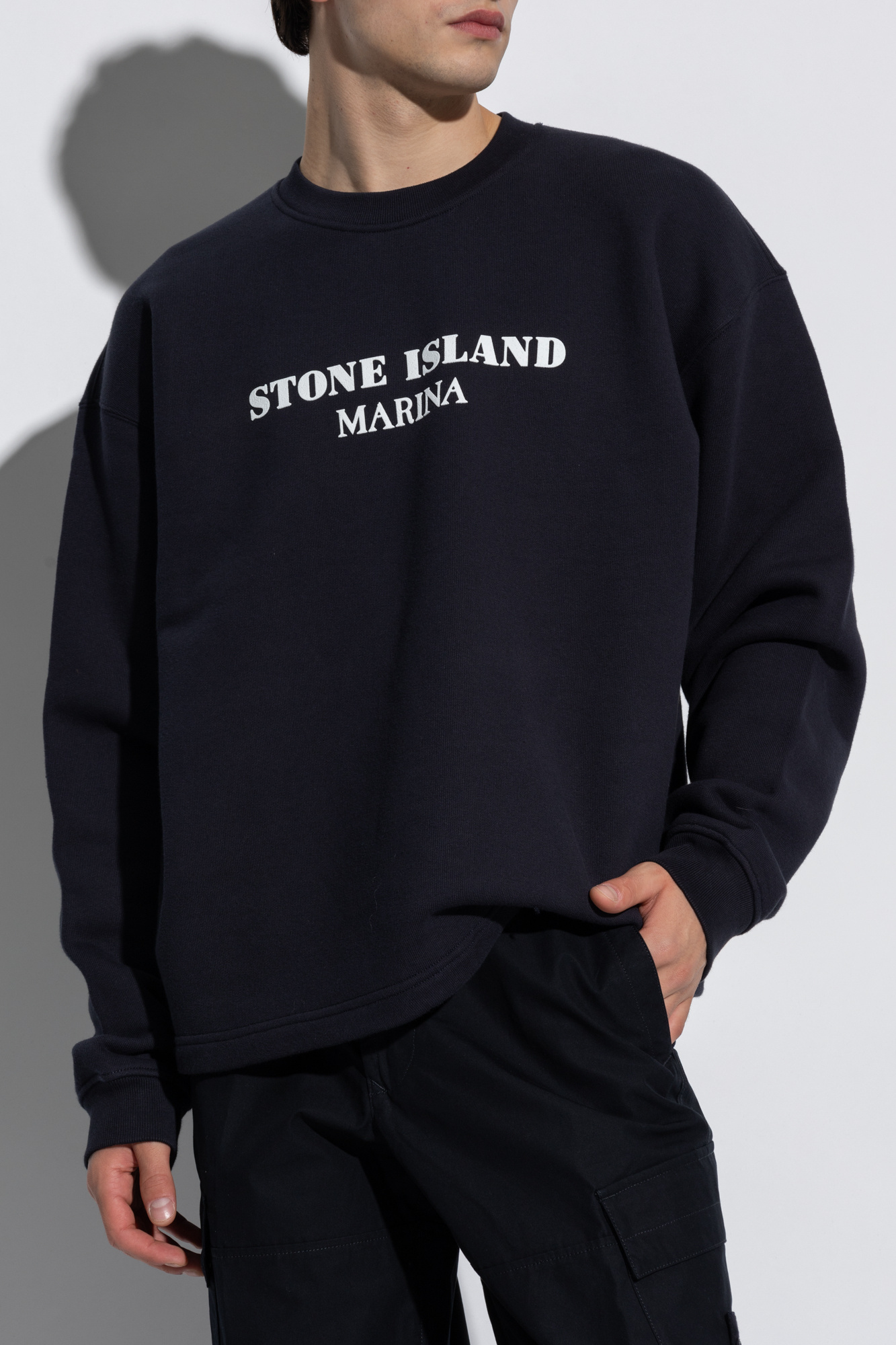 Stone Island Navy Bonded Sweatshirt In Blue