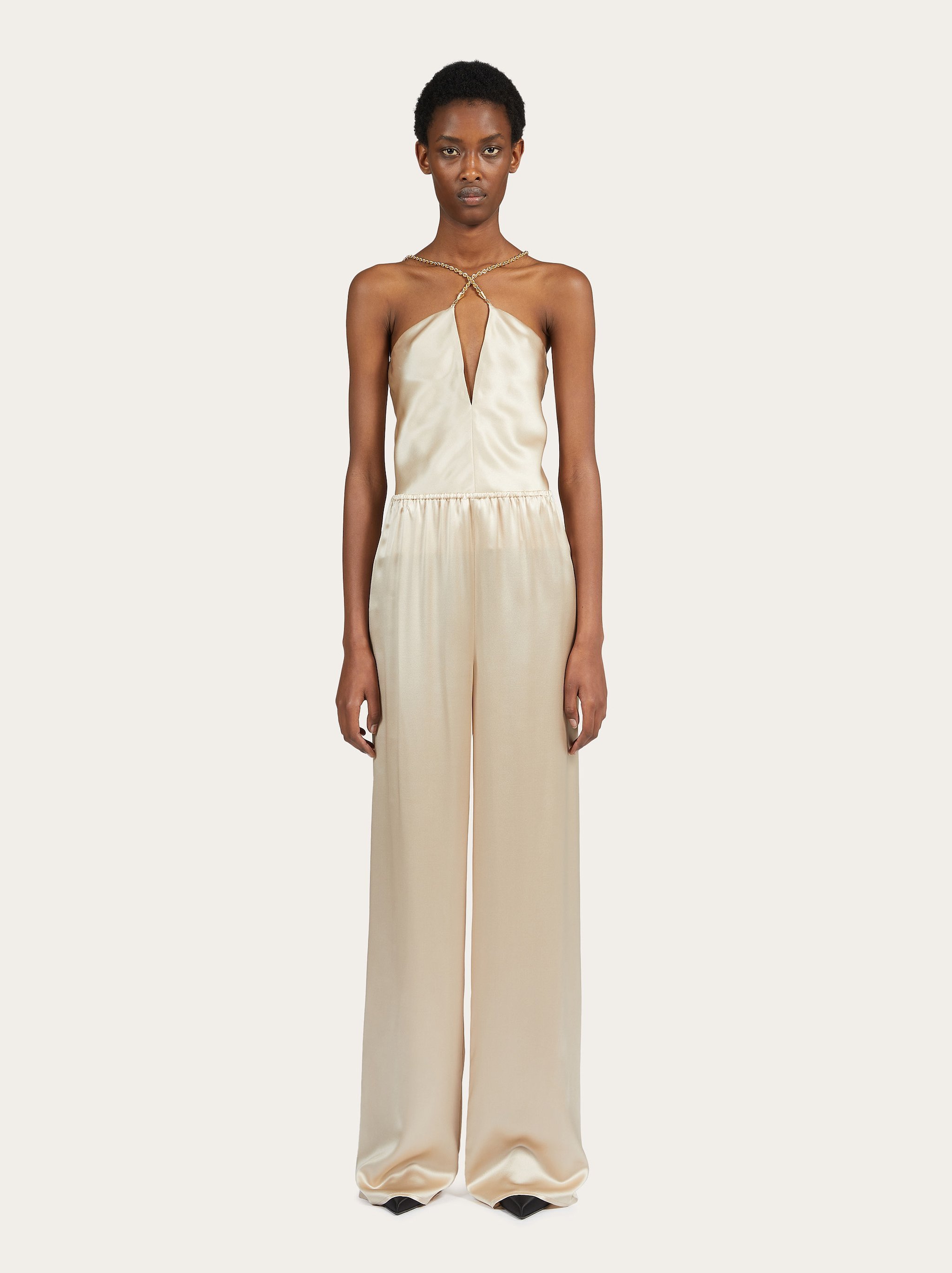 Ferragamo Loose Waist Casual Pants In Neutral