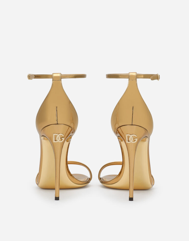 Dolce & Gabbana Keira Sandals In Gold Color Python Leather In Nude