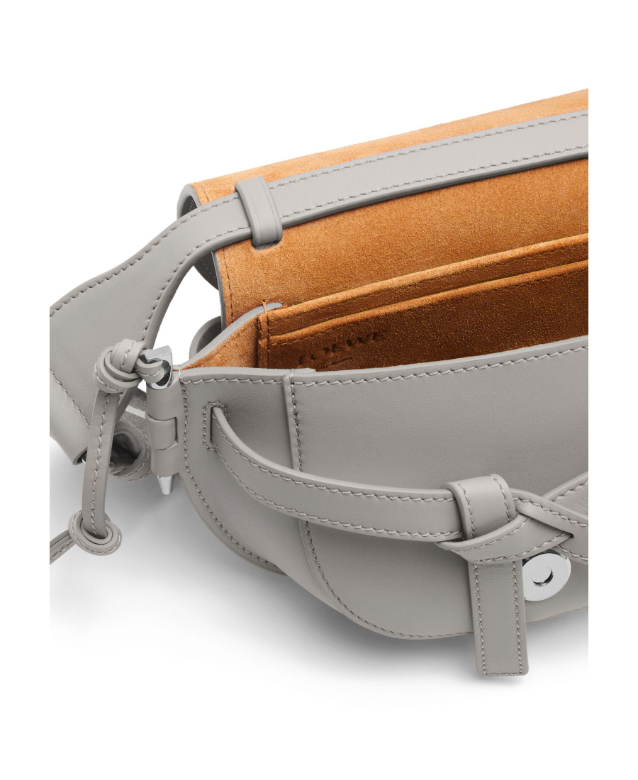 Loewe Gate Dual Mini Leather Shoulder Bag In Gray