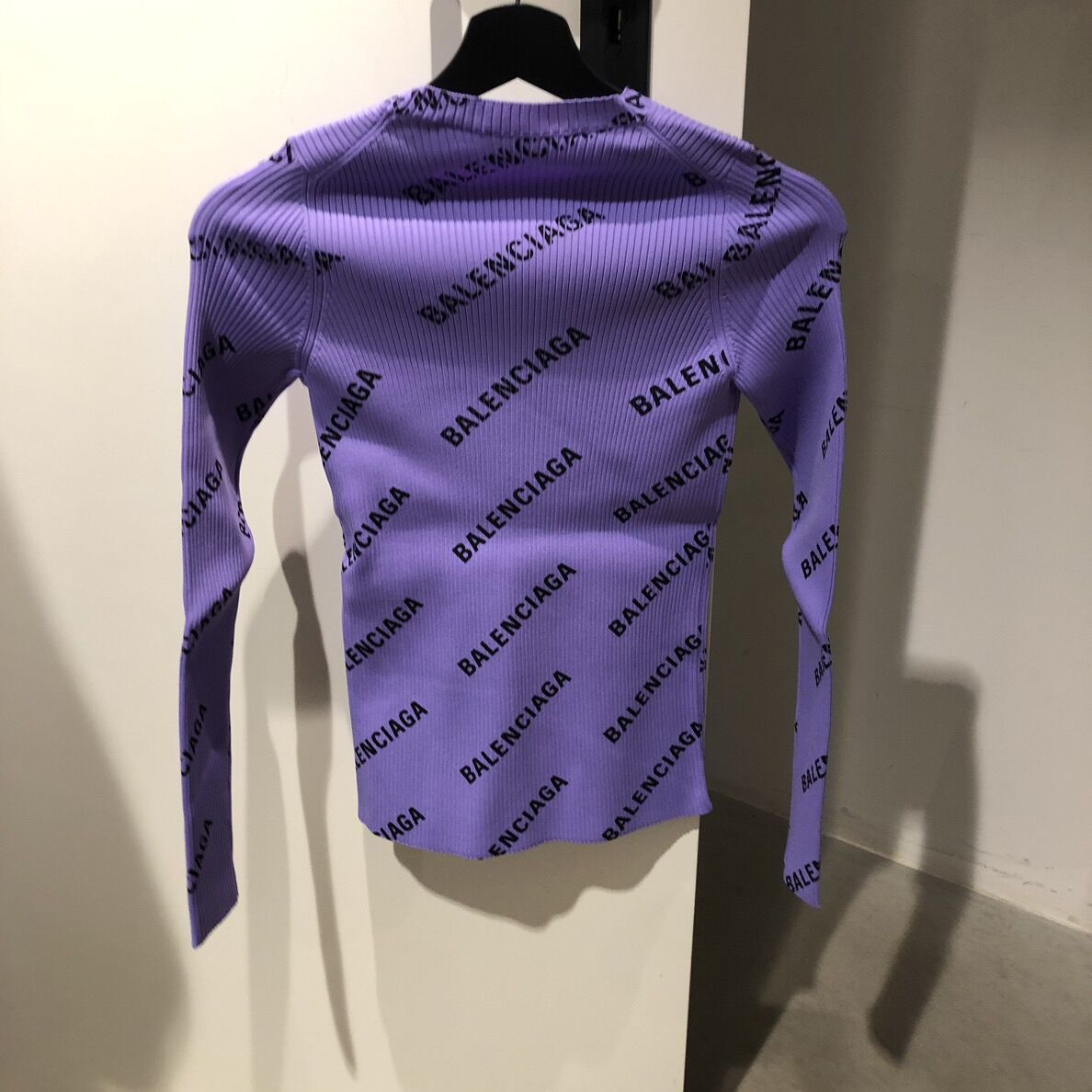 Balenciaga Logo Rib Sweater In Purple