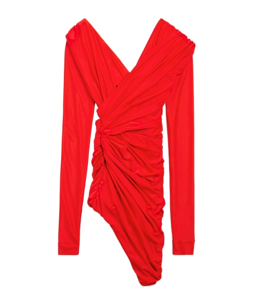 Balenciaga Draped Mini Dress In Red