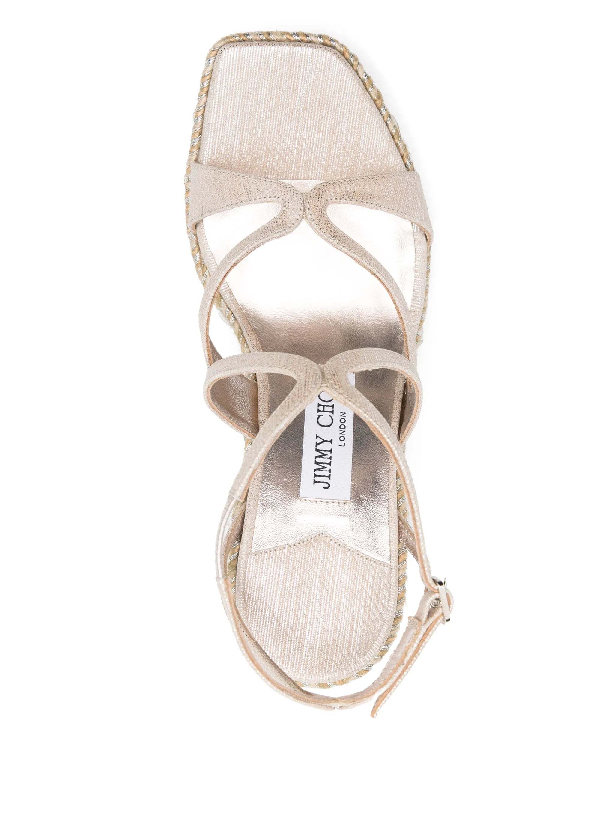 Jimmy Choo Leather Espadrille Wedge Sandals In White