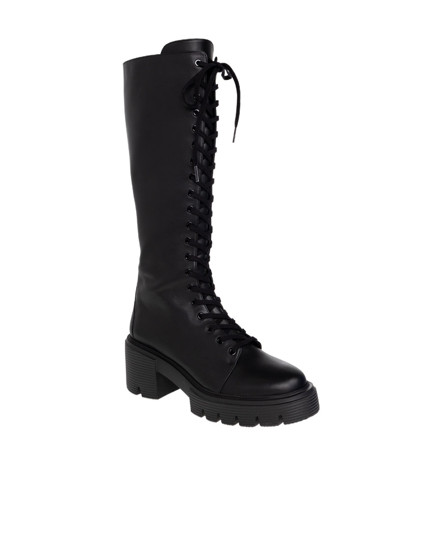 Stuart Weitzman Soho Knee-length Lace-up Boots In Black
