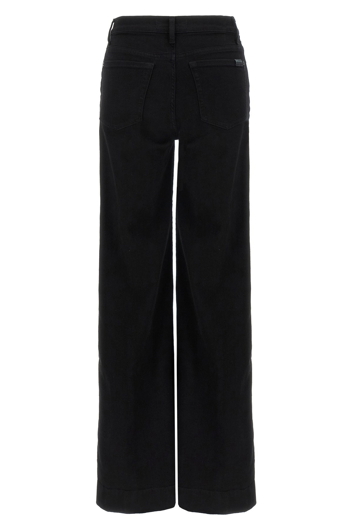 7 For All Mankind Wide Leg Denim Trousers In Black