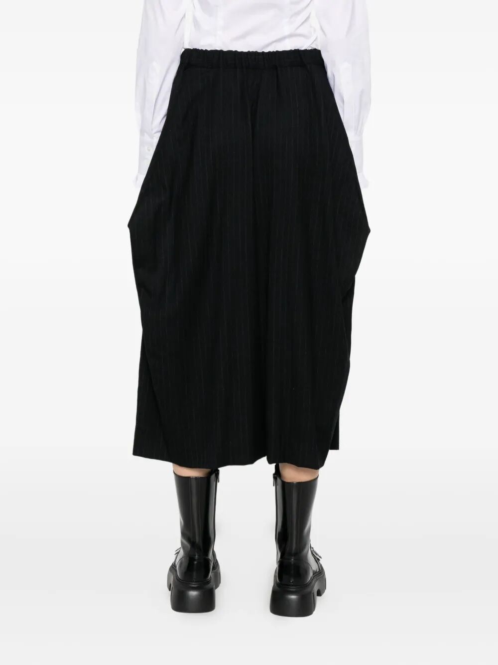 Comme Des Garçons Wide Leg Pinstripe Trousers Side Pockets In Black