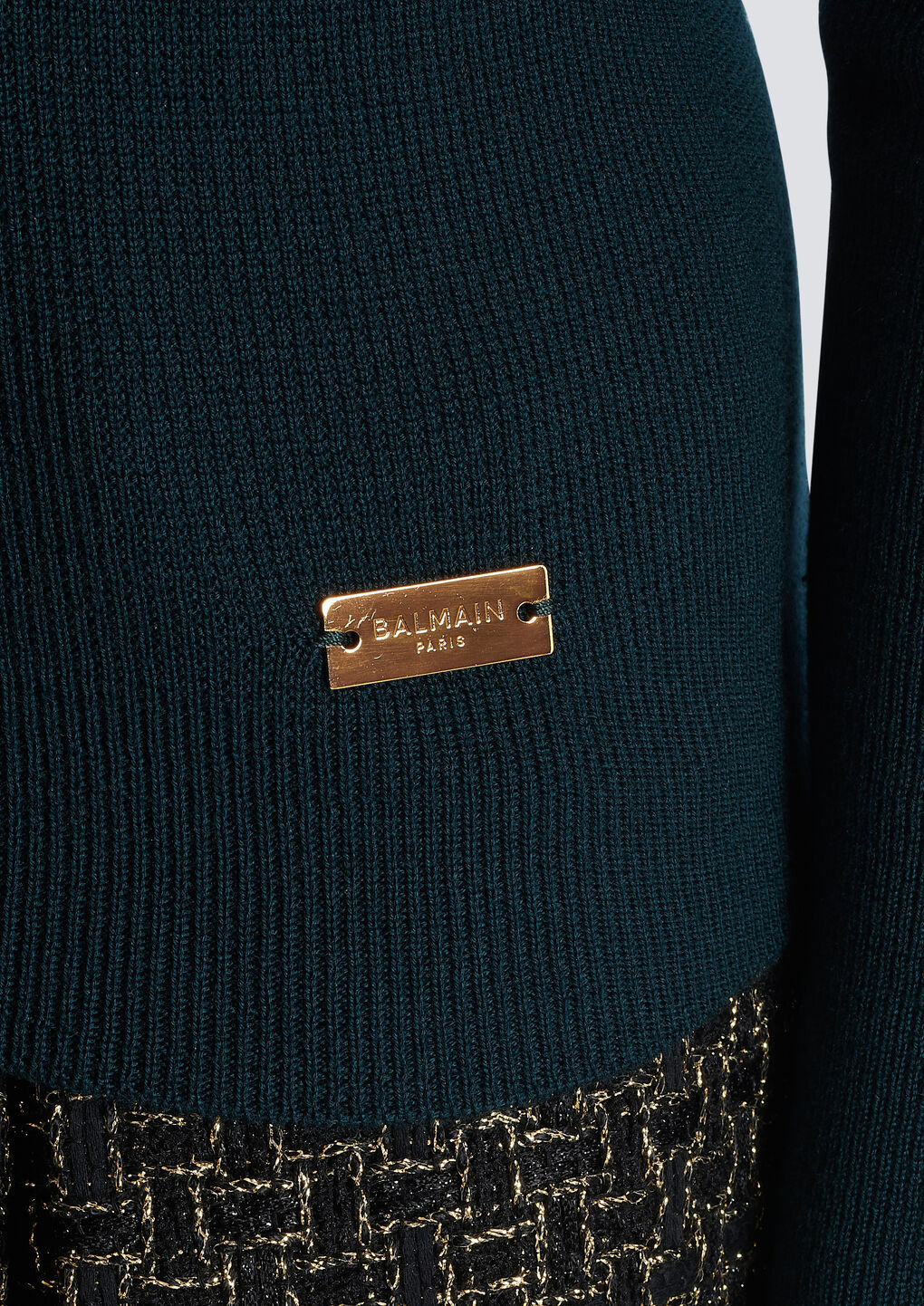 Shop Balmain Fine Knit Turtleneck In Green