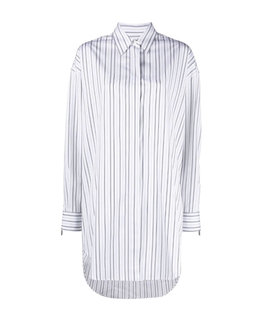 Off-white Pinstriped Long-sleeved Poplin Shirt In White