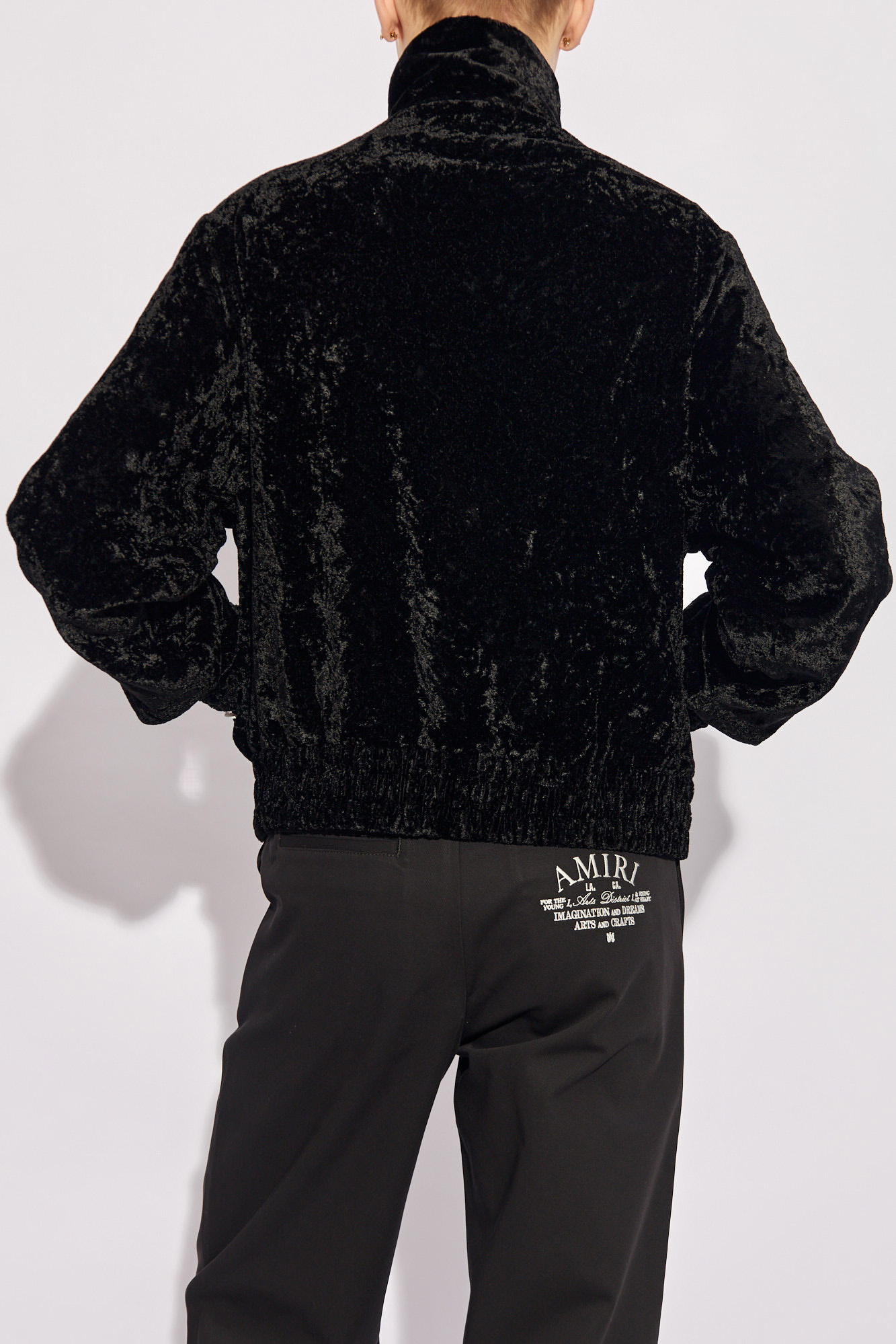 Amiri Crushed-velvet Track Jacket In Black