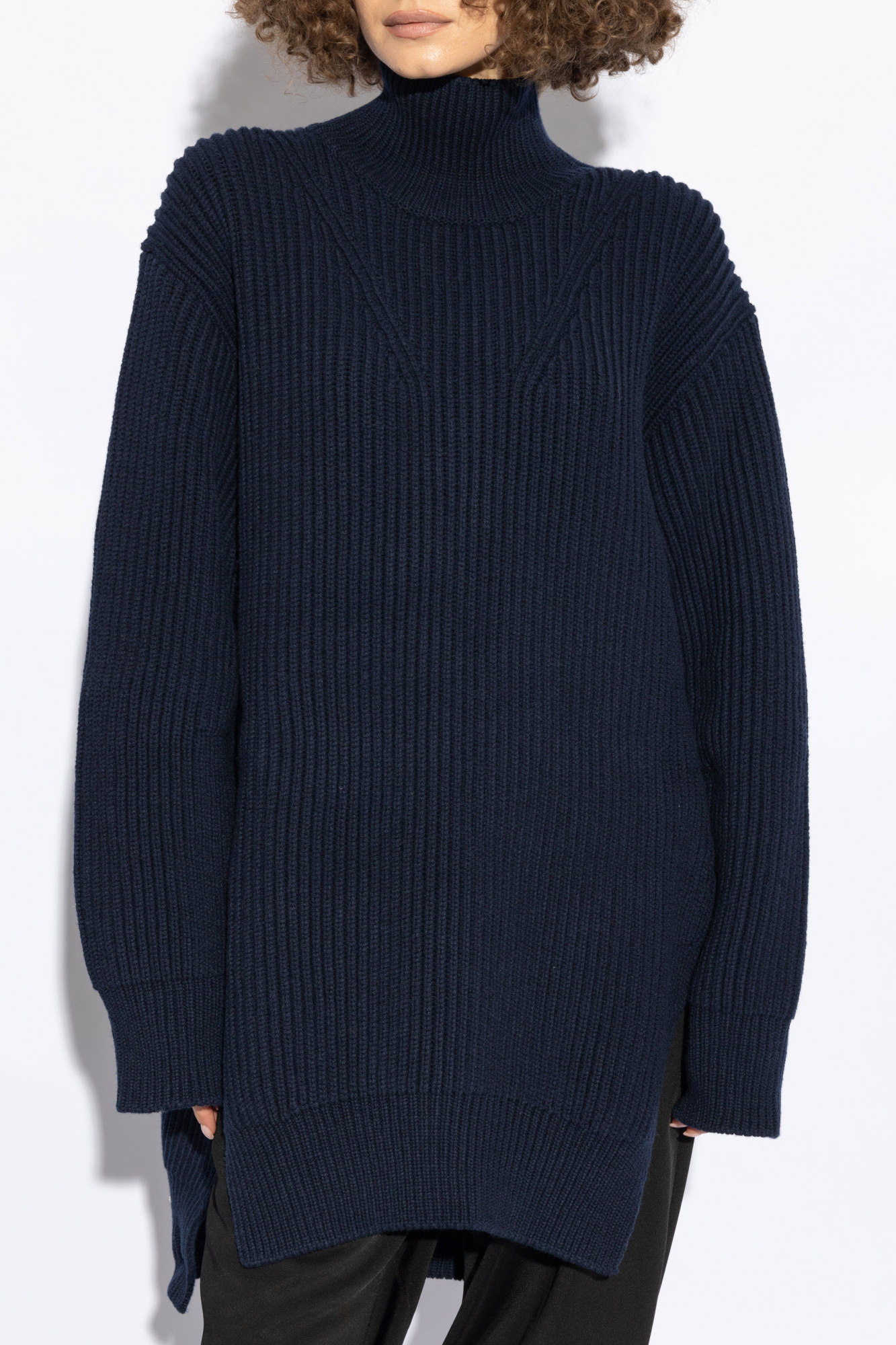 Jil Sander Chunky-ribbed Wool Jumper In Black