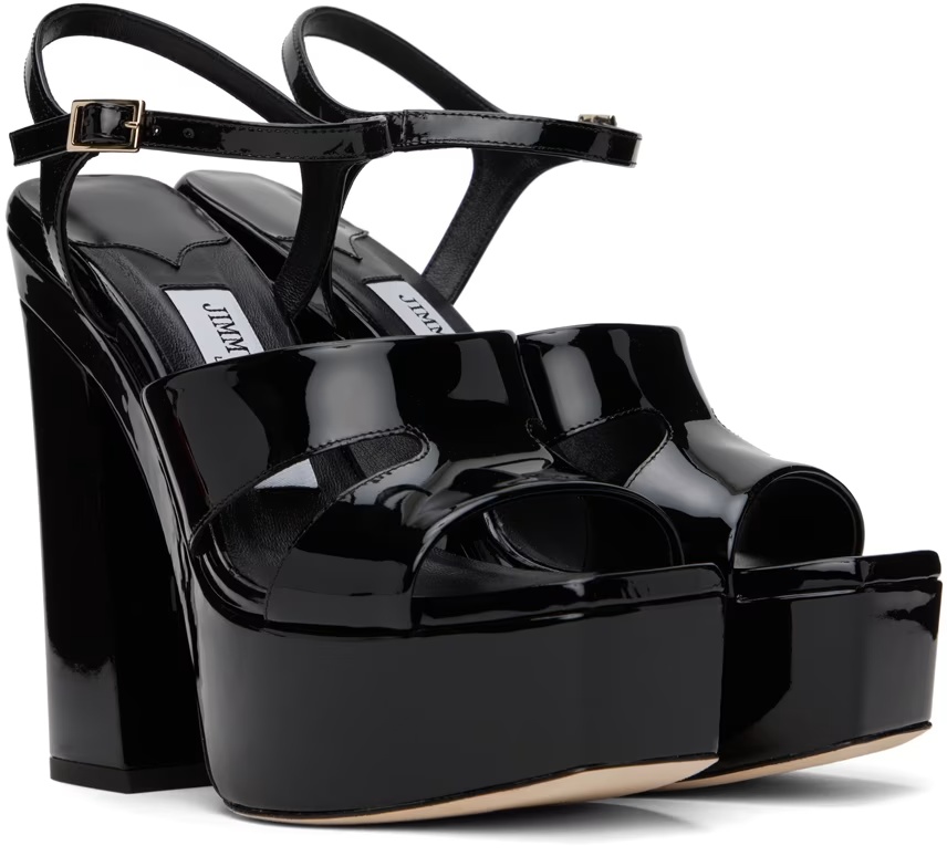 Jimmy Choo Square-headed High-heeled Sandals In Black