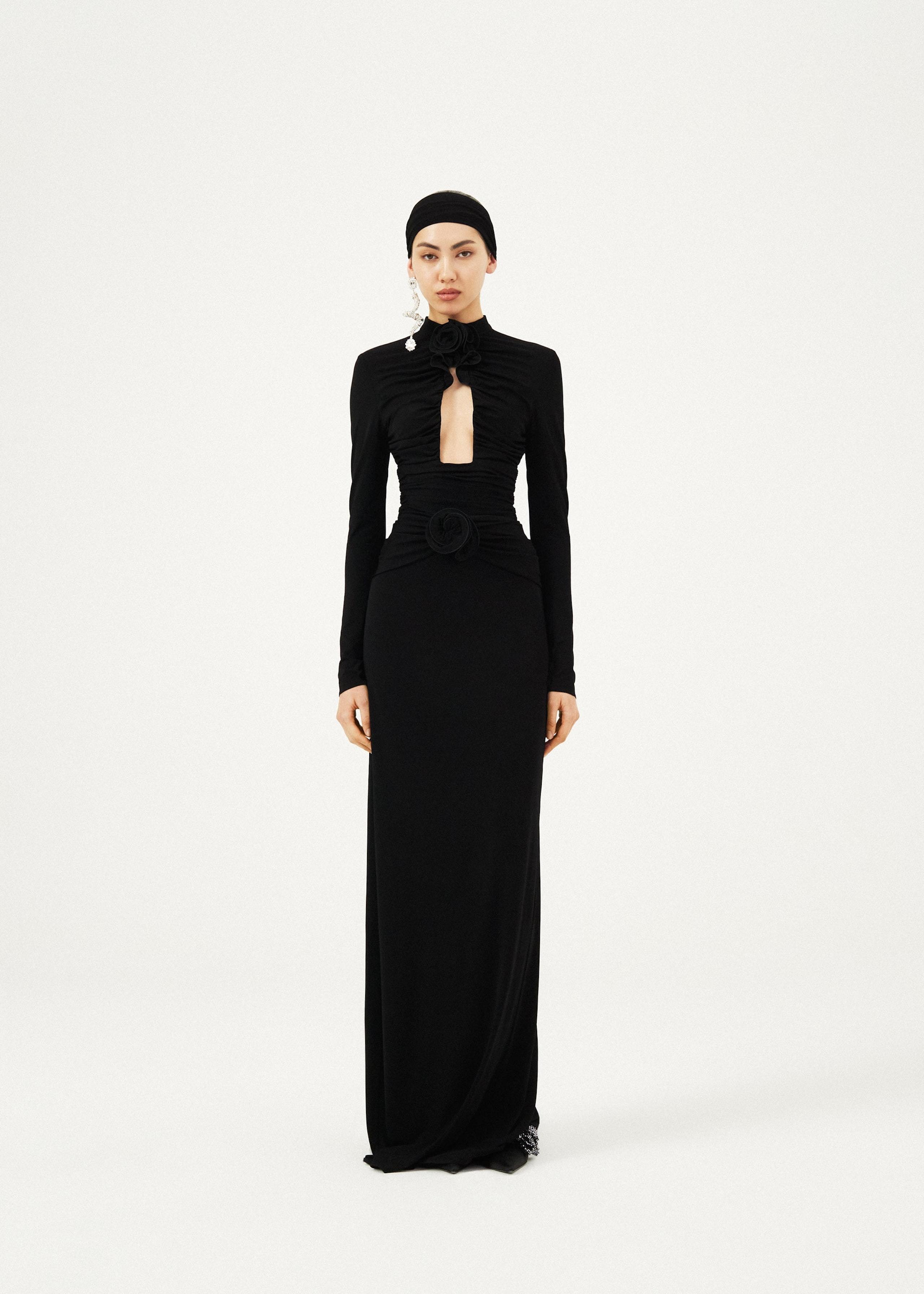 Magda Butrym Gathered High-neck Bodysuit In Black