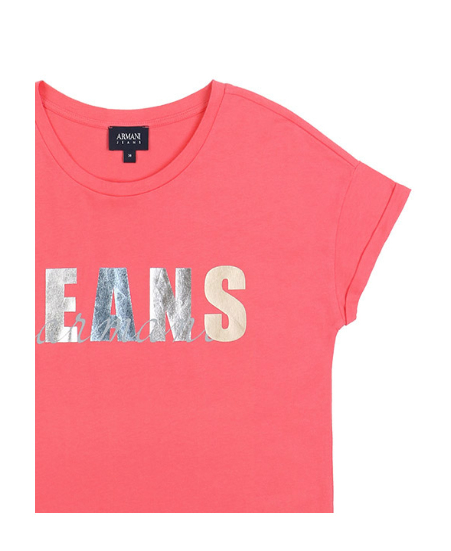 Shop Armani Jeans Logo Printed Pattern T-shirt In Pink