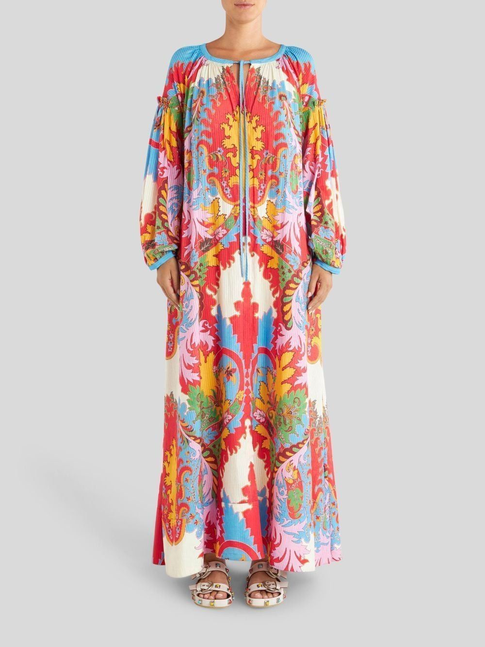 Etro Ruffled Printed Cotton And Silk-blend Jacquard Maxi Dress In Multicolor