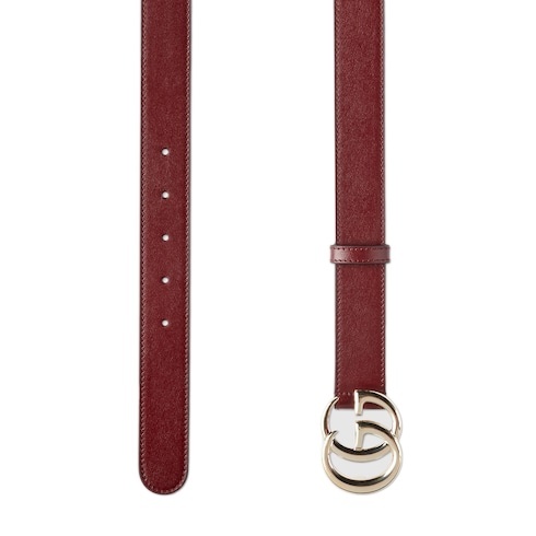 Gucci Gg Marmont Rosso Ancora Leather Belt In Red