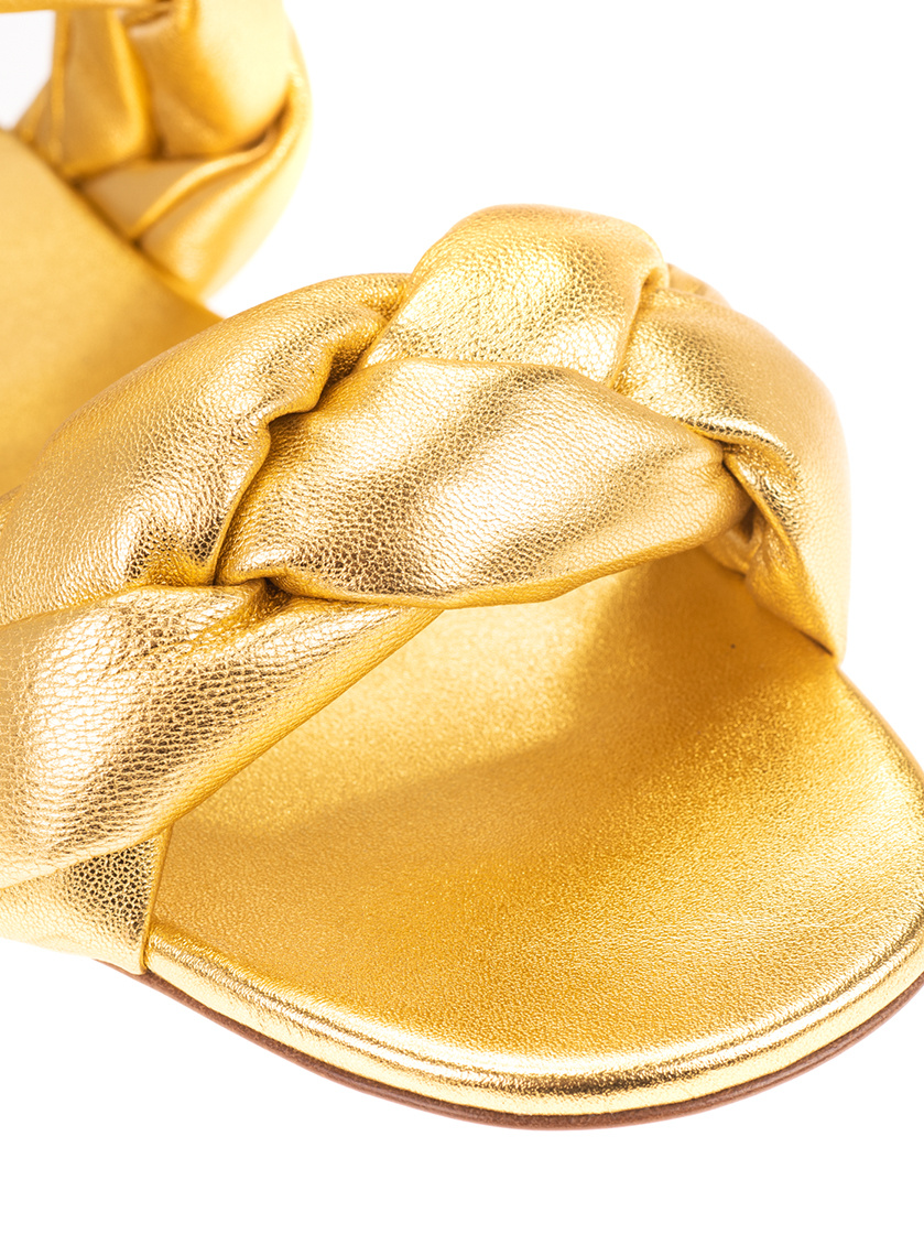 Miu Miu Logo Sandals In Golden