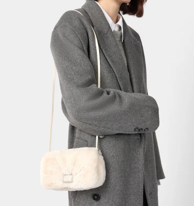 Roger Vivier Viv' Choc Phone Holder In Faux Fur In White