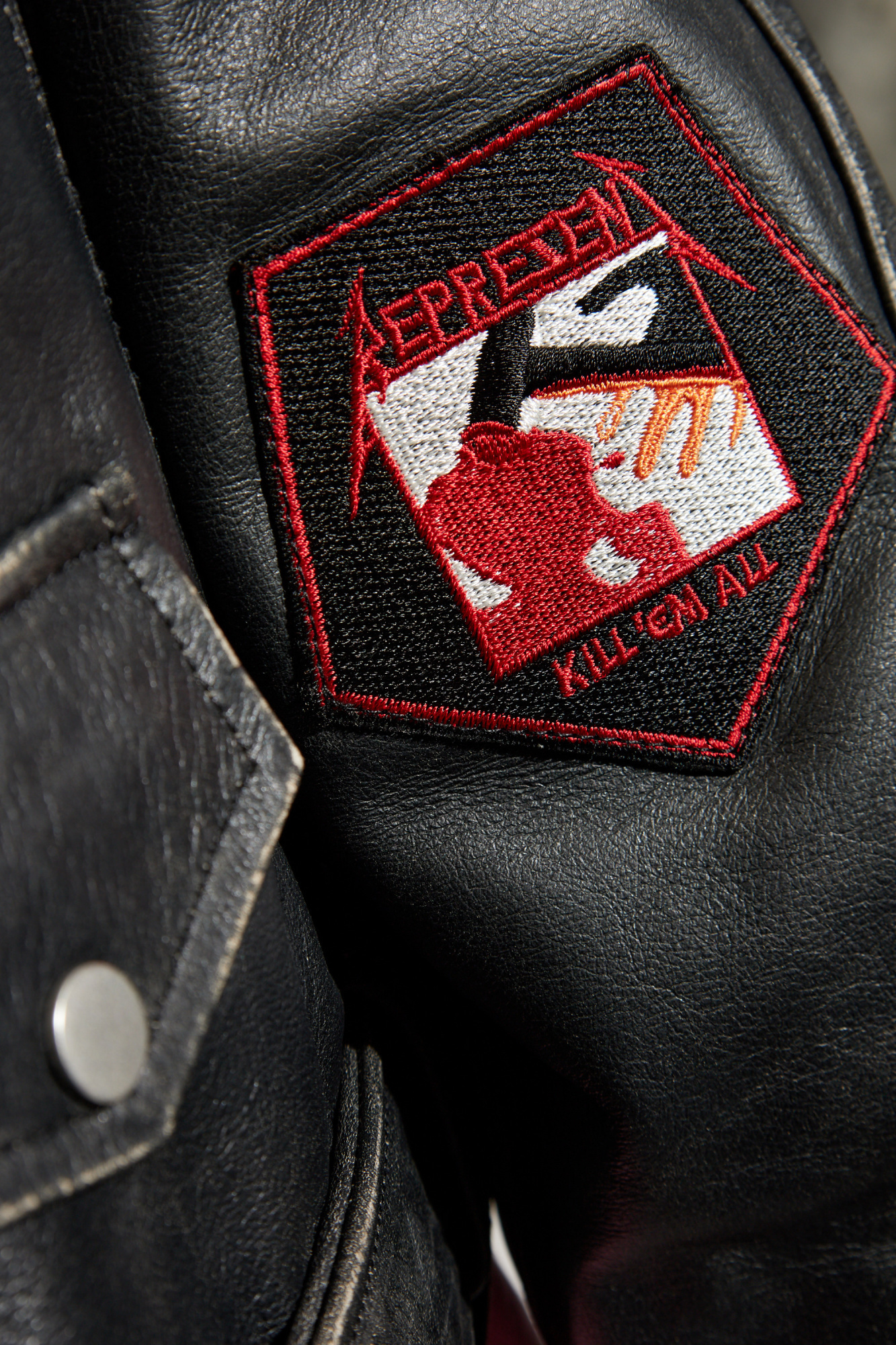Represent Long-sleeved Leather Jacket In Black