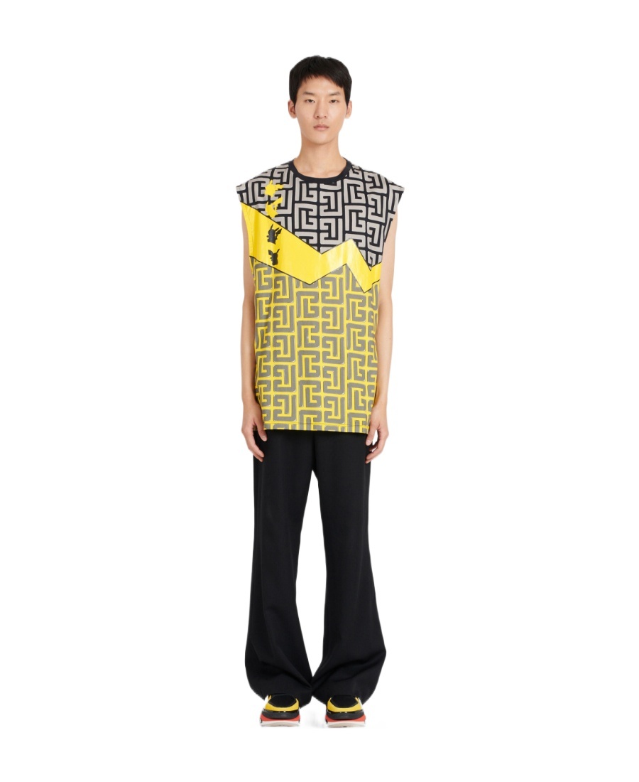 Shop Balmain Unisex - Oversized Pokémon Print Cotton T-shirt In Gray