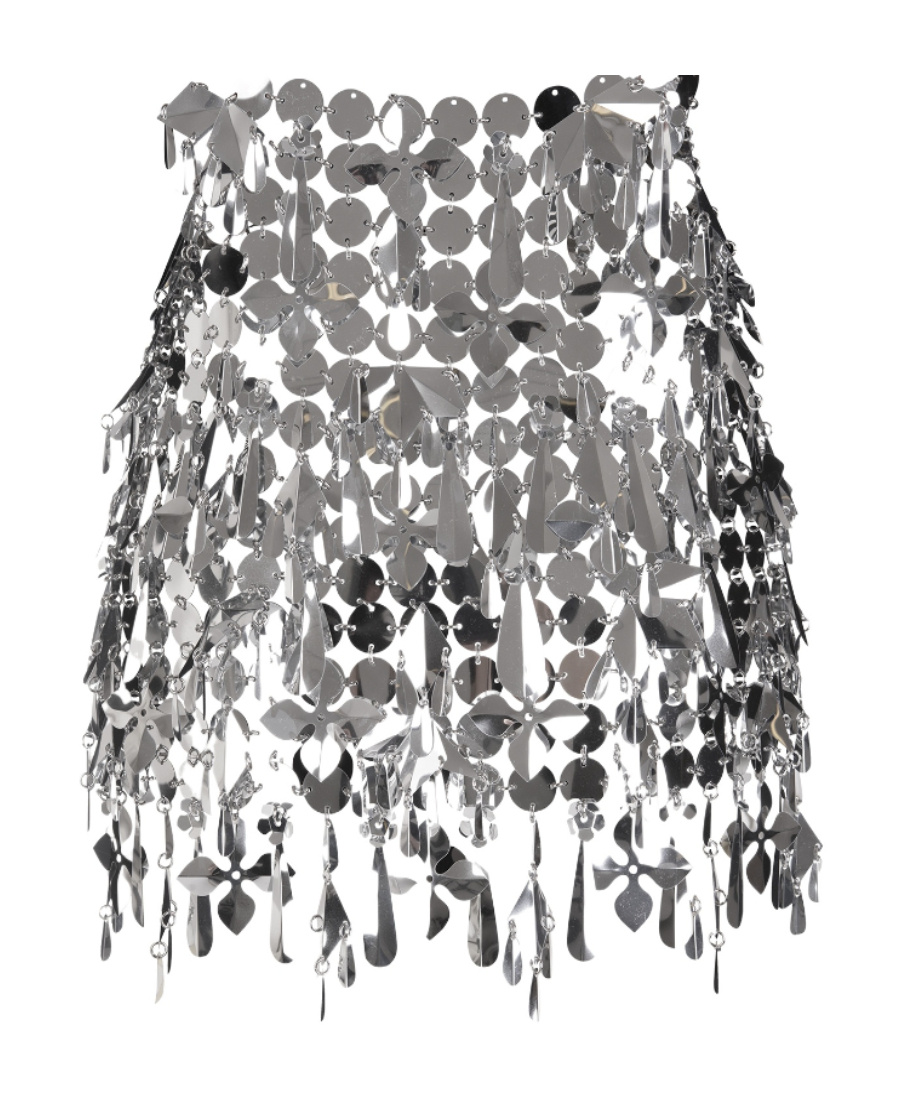 Shop Rabanne Chainmail Mini Skirt In Gray