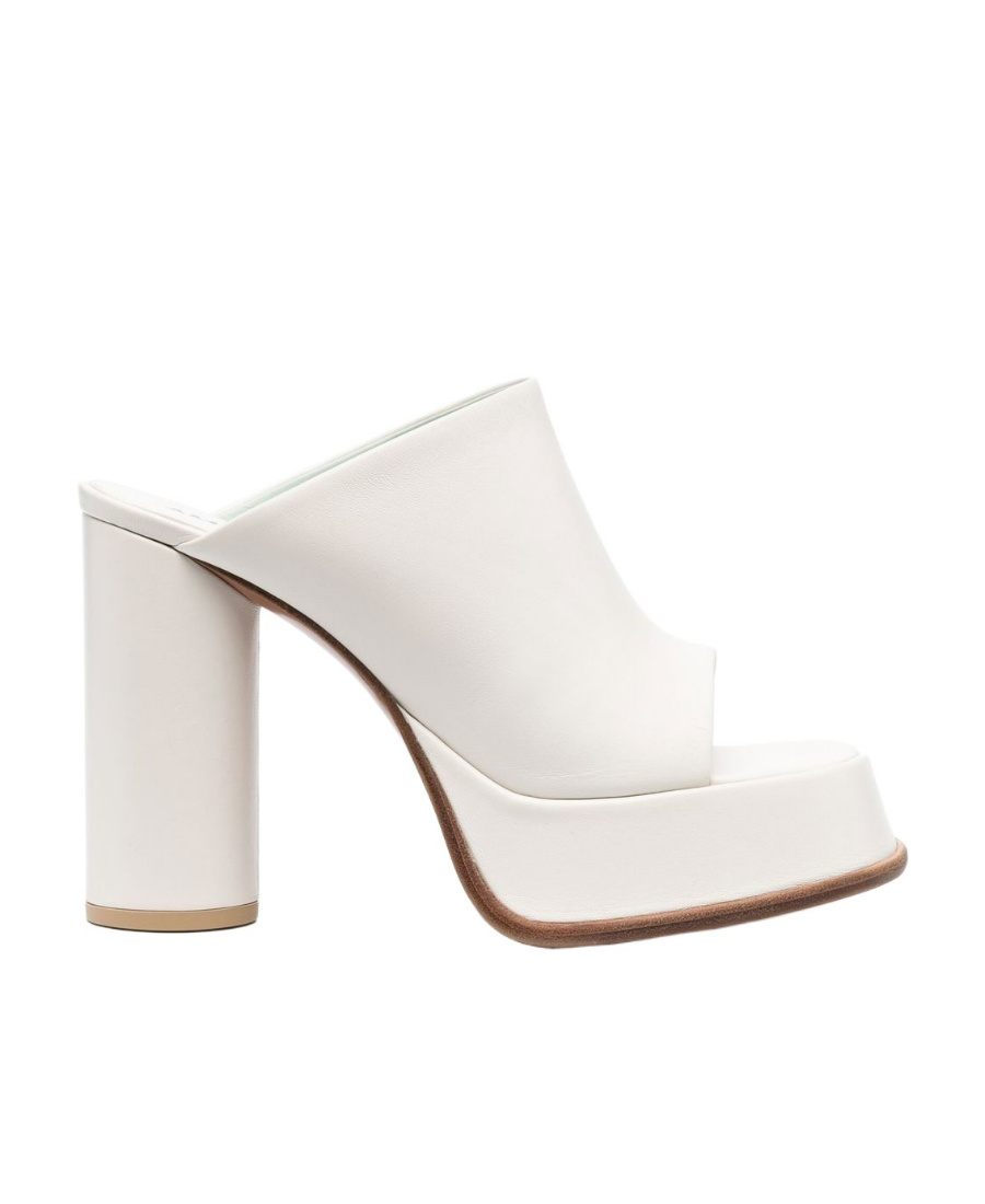 Ambush 115mm Leather Platform Mules In White