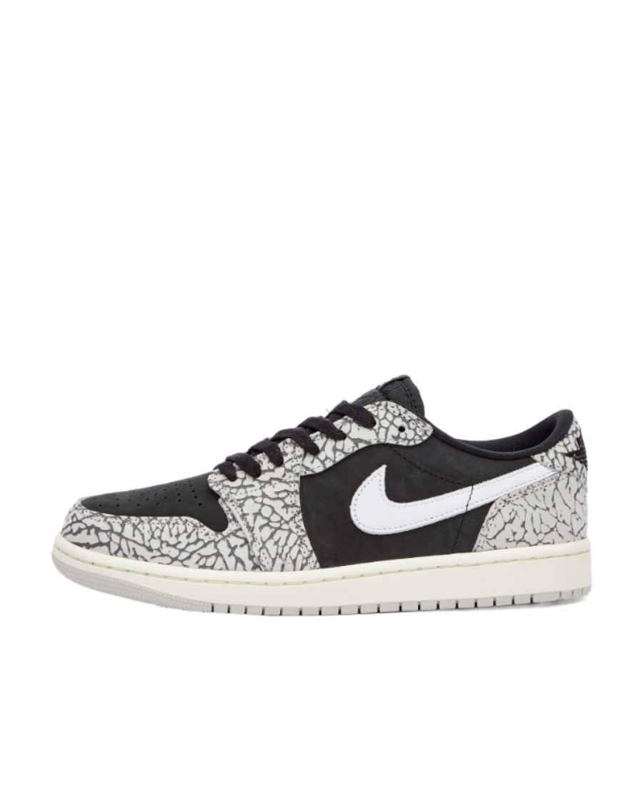 Nike Womens Black Grey White Air Jordan 1 Low Leather Low-top Trainers In Gray