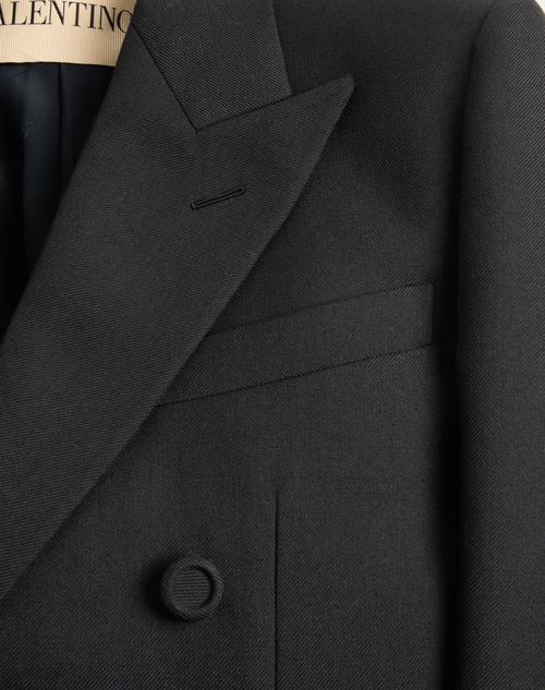 Valentino Double-breasted Suit Jacket In Brown