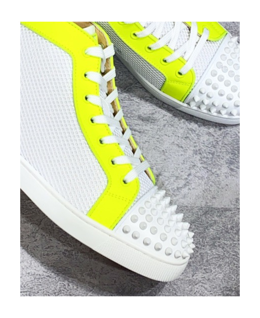 Christian Louboutin Stitching Riveted Leisure Sports Shoes In White