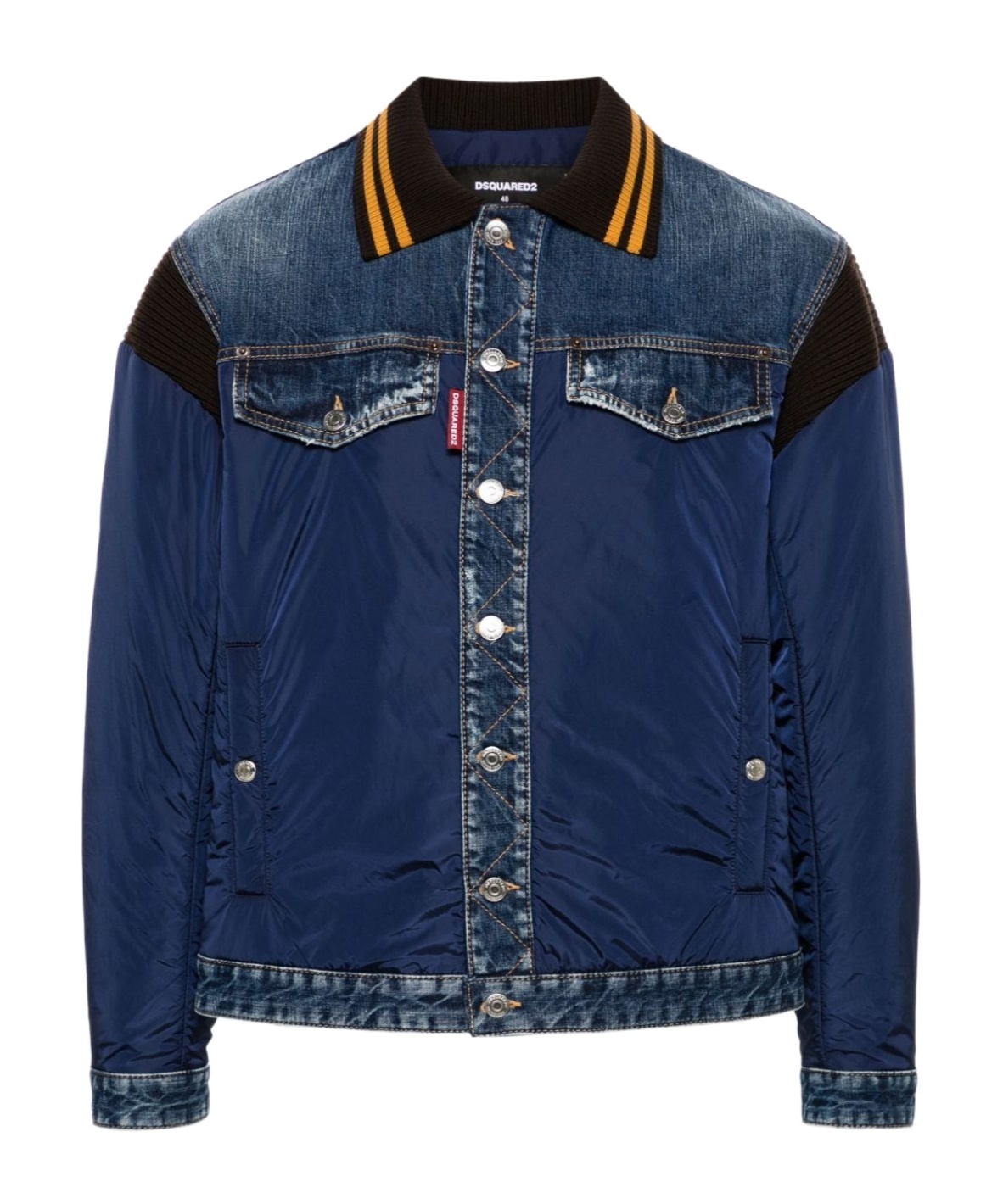 Dsquared2 Panelled Denim Blazer Spread Collar In Blue