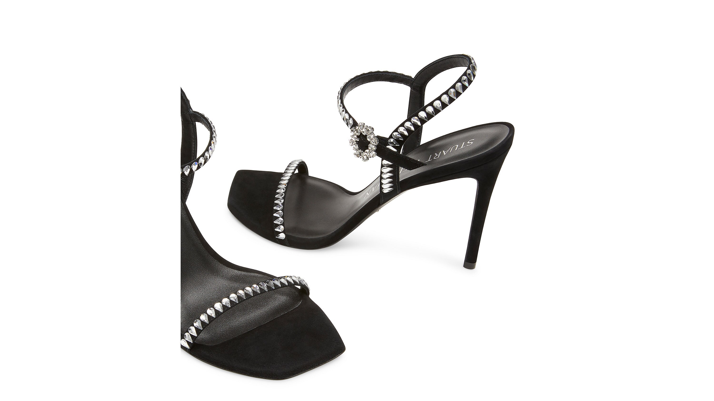 Stuart Weitzman Logo High-heeled Sandals In Black