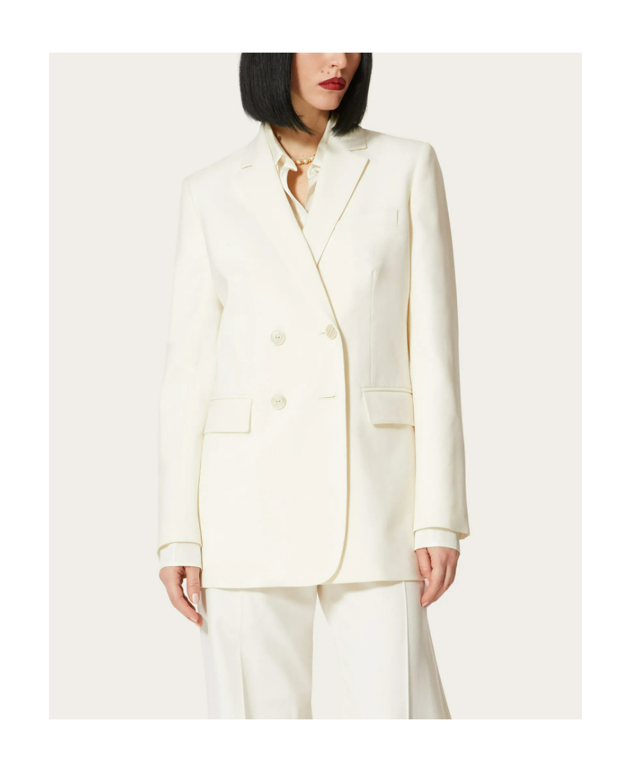 Valentino Double-breasted Wool Blazer In Nude