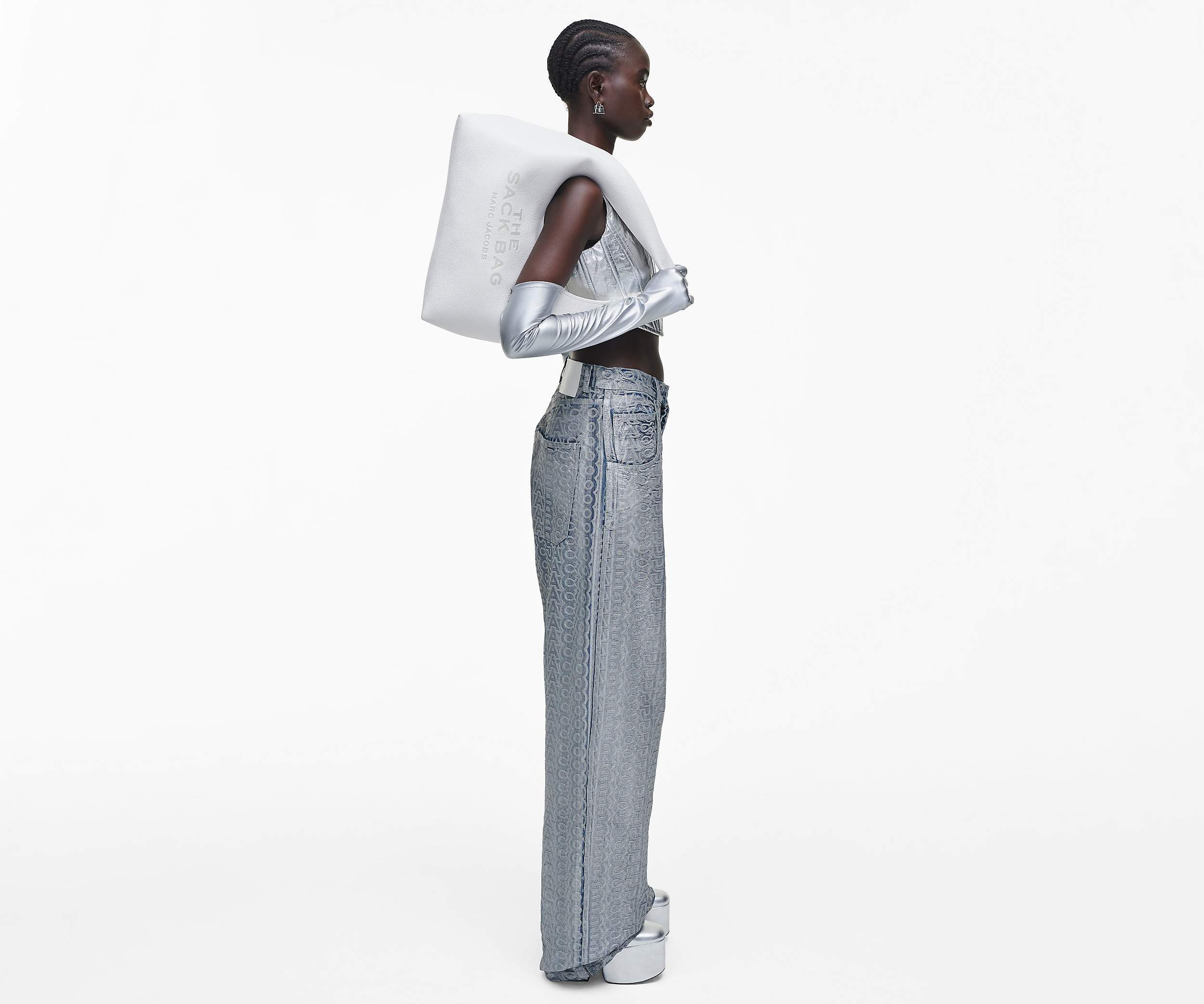 Marc Jacobs The Sack Leather Xl Shoulder Bag In White