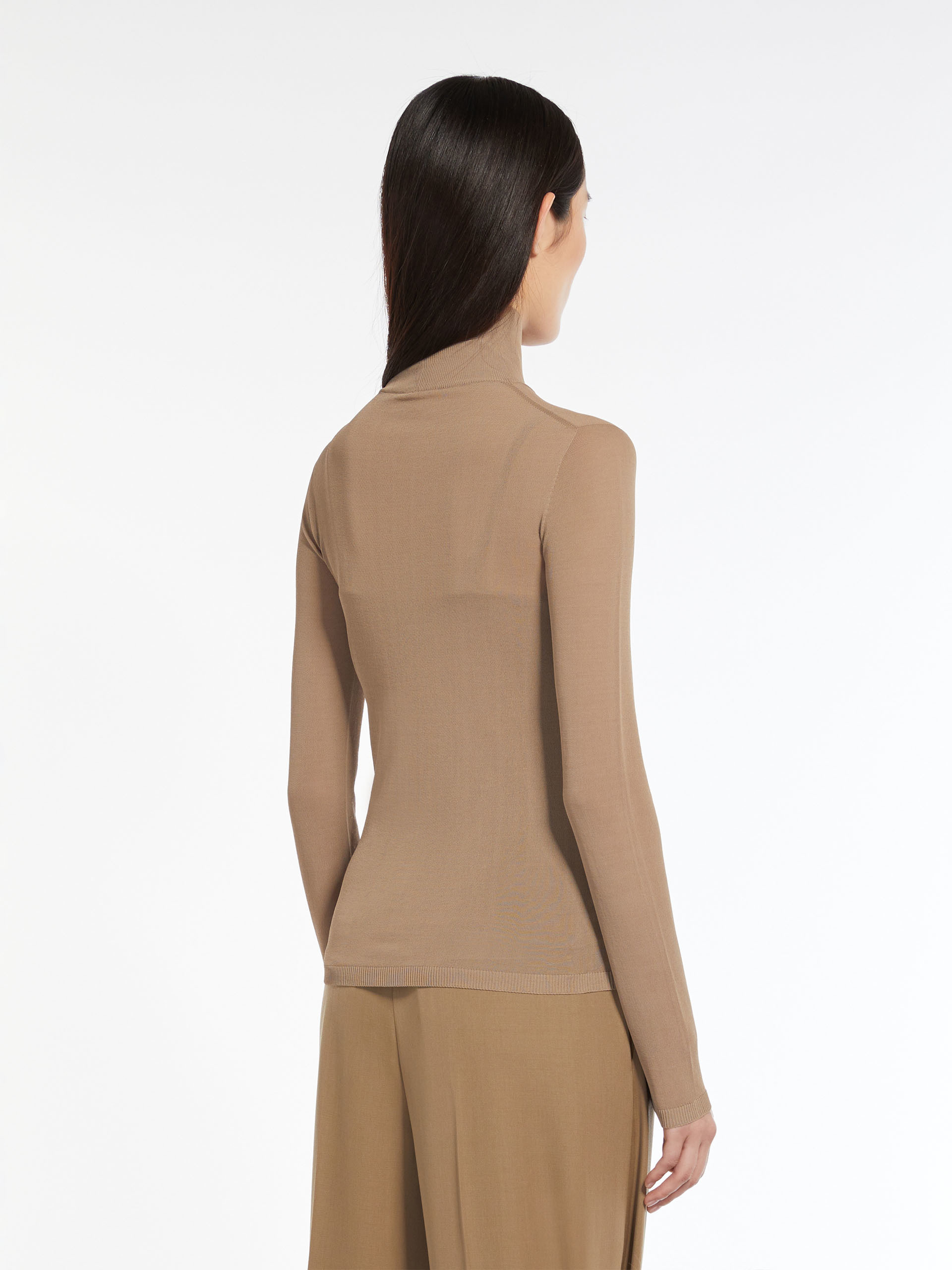 Max Mara High-necked Translucent Sweater In Nude