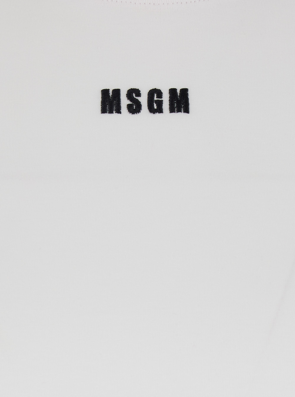 Msgm White T-shirt With Embroidered Logo On The Front And Contrasting Edges In White