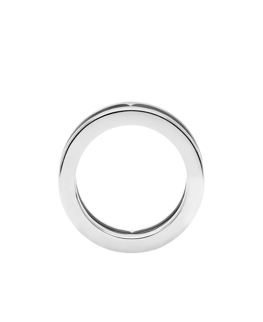 Bvlgari B. Zero1logo Carved Ring In White