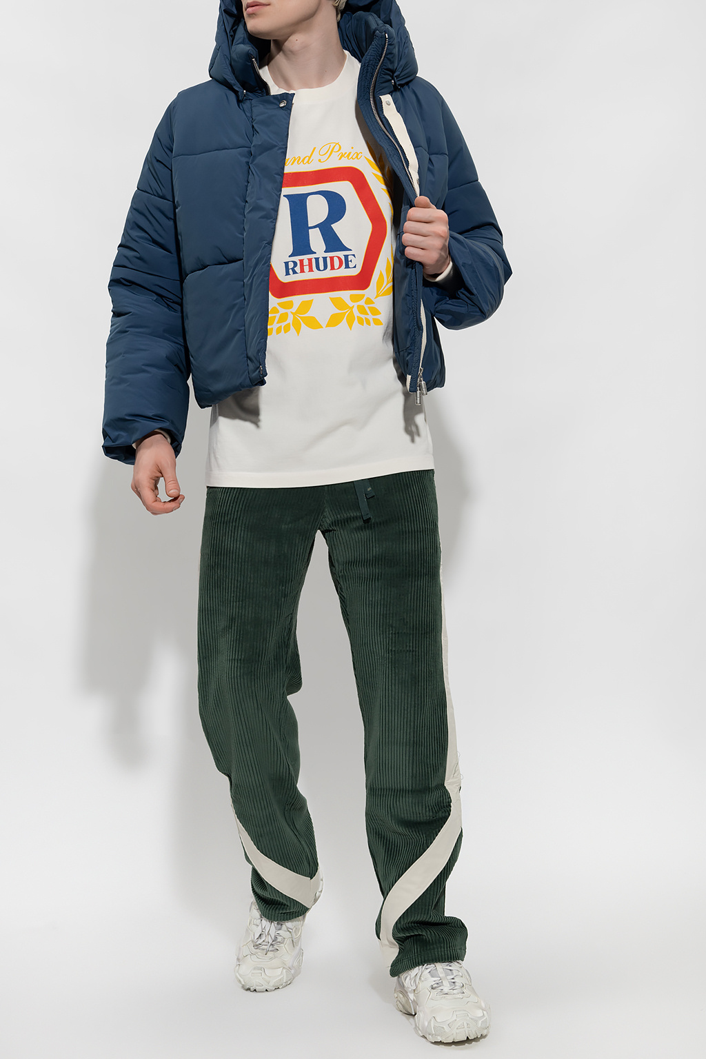 Rhude Logo-print Puffer Jacket In Blue